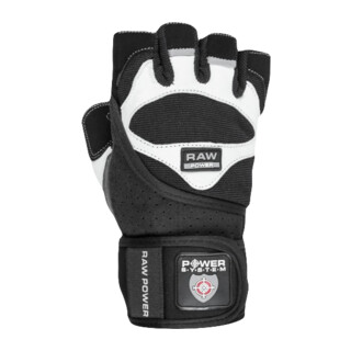 Power System Wrist Wrap Gloves Raw Power PS 2850 1 par - blanco-negro