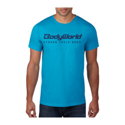 BodyWorld Mens BodyWorld Strong Feels Good t-shirt bleu caraïbes / logo bleu