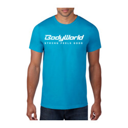 BodyWorld Mens BodyWorld Strong Feels Good t-shirt logo bleu caraïbe / blanc