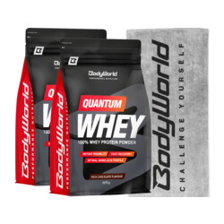 BodyWorld 2x Quantum Whey 2270 g + Prosop de fitness GRATUIT