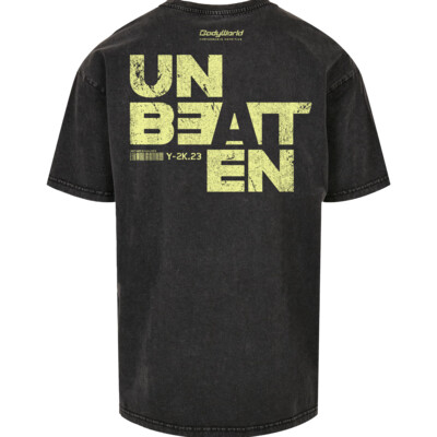 BodyWorld Men's T-shirt Unbeaten Acid Washed Heavy Oversize fekete
