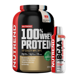 Nutrend 100% Whey Protein 2250 g + BCAA Liquid 40.000 mg 500 ml