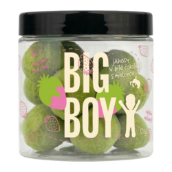 Big Boy Erdbeeren in weißer Schokolade mit Matcha 120 g