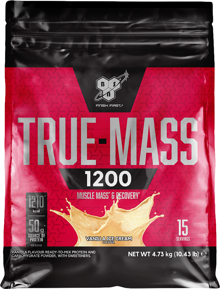 BSN True-Mass 1200 4730-4800 g chocolate milkshake.