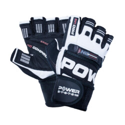 Power System Wrist Wrap Gloves No Compromise PS 2700 1 par - vit-svart