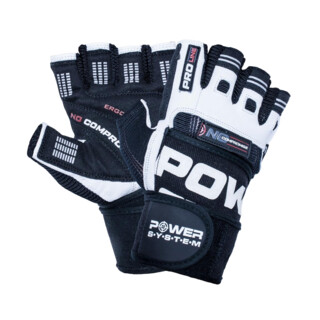 Power System Wrist Wrap Gloves No Compromise PS 2700 1 pair - white-black