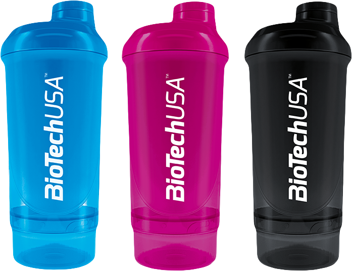 BioTech USA Shaker Wave+ Compact 500 Ml + 150 Ml Transparent Cyclamen