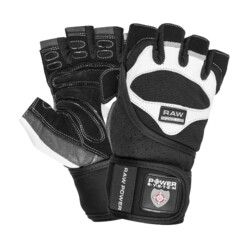 Power System Wrist Wrap Gloves Raw Power PS 2850 1 Paar - schwarz-weiß