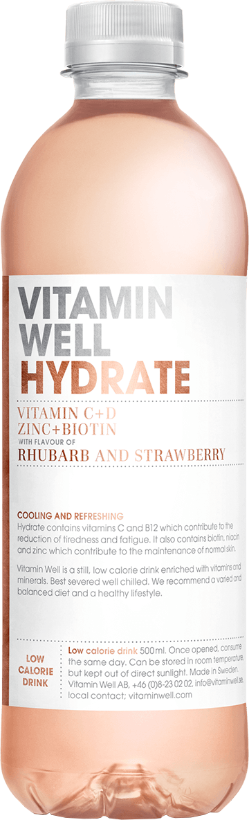 Vitamin Well Hydrate 500 Ml Rhabarber-Erdbeere