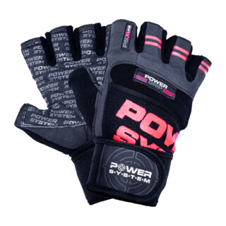 Power System Wrist Wrap Gloves Power Grip PS 2800 1 pair - red