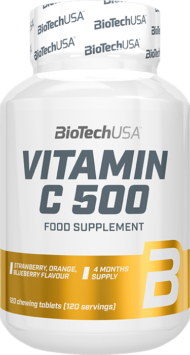 BioTech USA Vitamin C 500 120 Tabliet Jahoda-čučoriedka-pomaranč