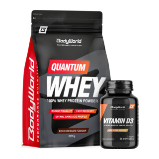 BodyWorld Quantum Whey 2270 g + Vitamin D3 60 Kapseln GRATIS